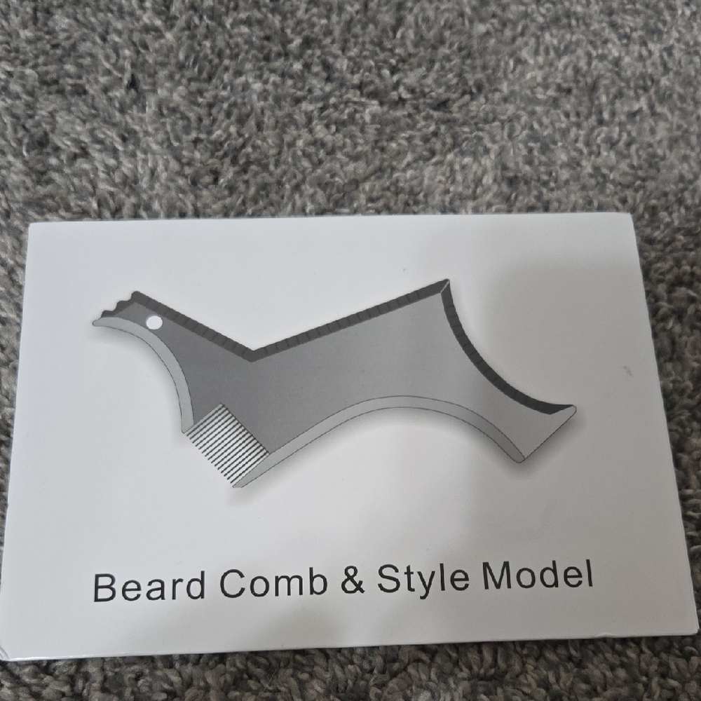Beard Comb & Style Tool Guide For Trimming Facial Hair, New In Package